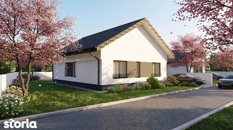 Casa individuala moderna pe parter, eficienta energetic. Comision 0 - 1