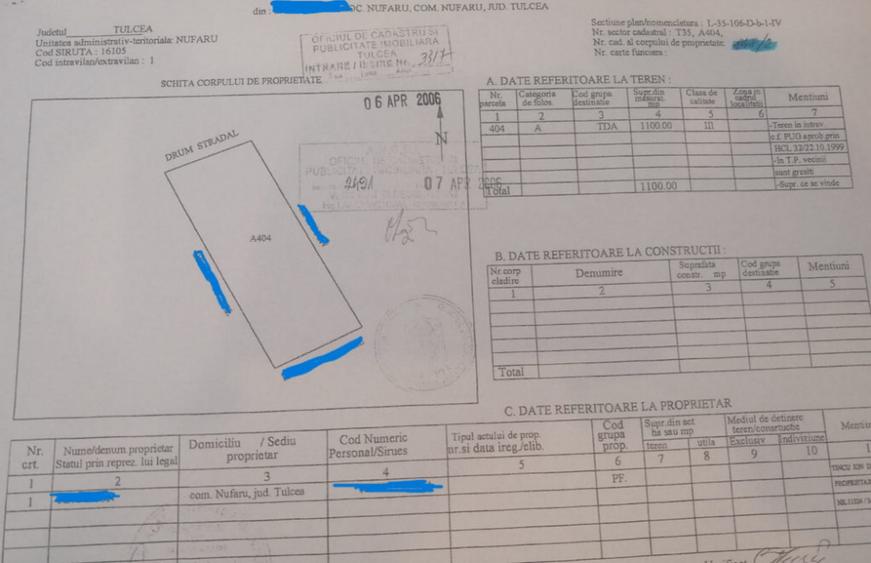 NUFARU- TEREN INTRAVILAN , 1100 MP - 1