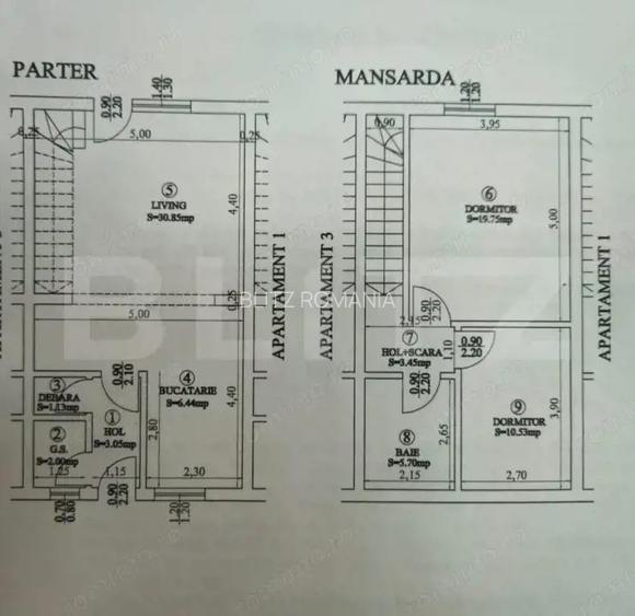 Triplex cu 3 camere, 84 mp utili, 40 mp de teren, zona Eroilor