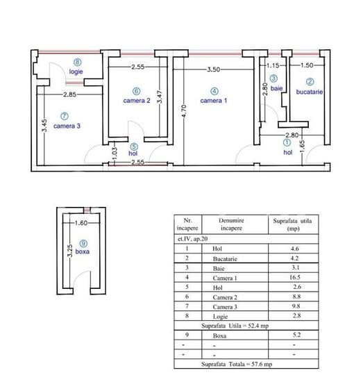 SX533 Dacia, Apartament 3 camere - necesita renovare