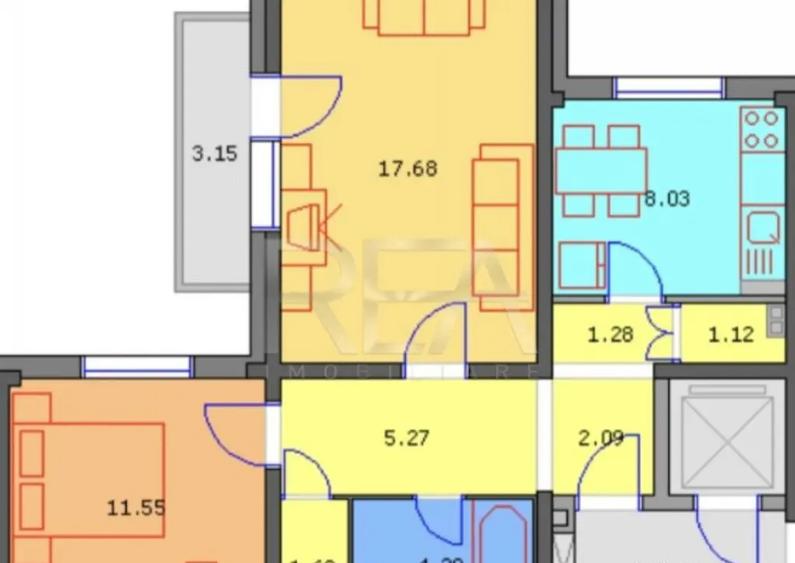 2 camere, 3/8, 56mp, bloc 1980- Lujerului - 3
