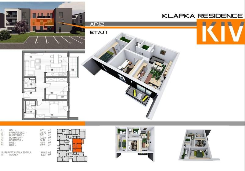 Apartament cu 3 camere în Braytim