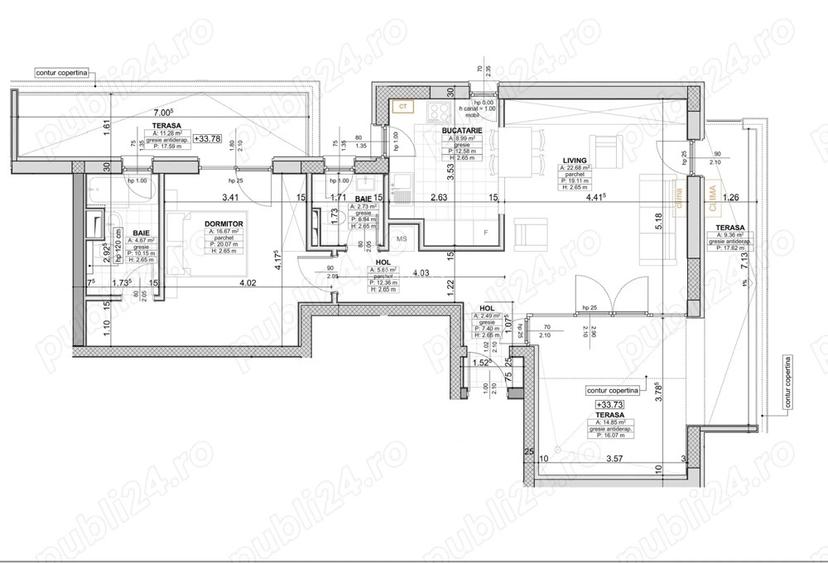Apartament 2 camere, 2 bai, terasa privata, parcare subterana, mobilat complet, British School