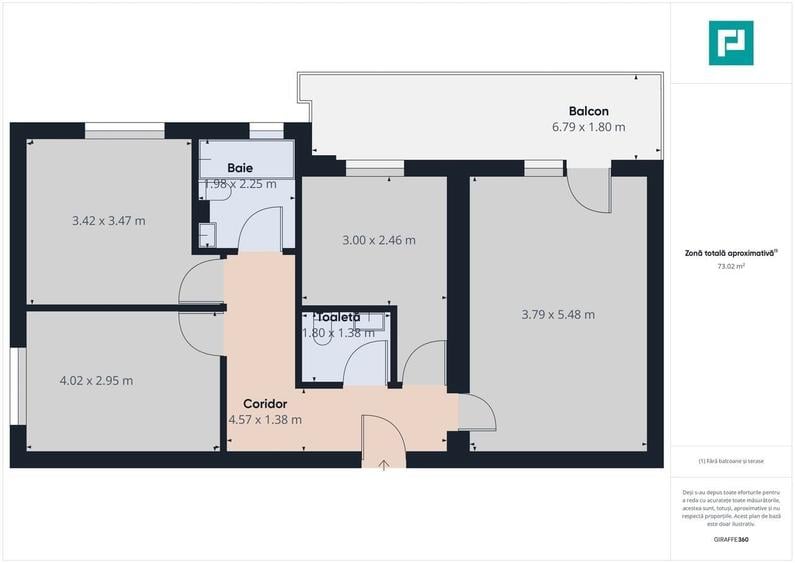 Apartament cu 3 camere în Central