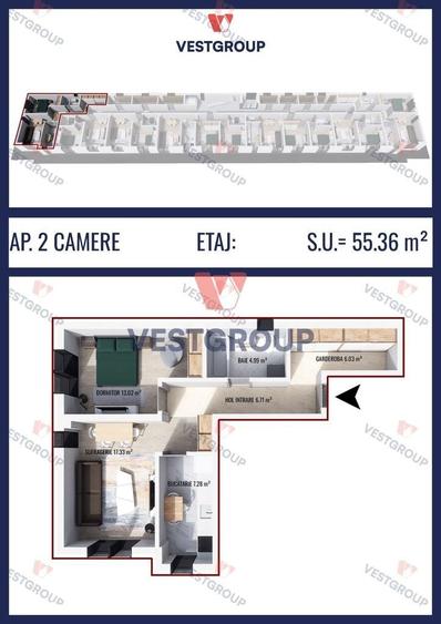 Apartament cu 2 camere în Vest