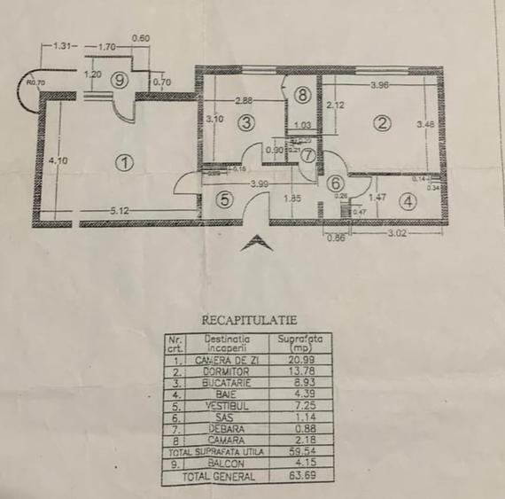 Apartament cu 2 camere decomandat în Tei