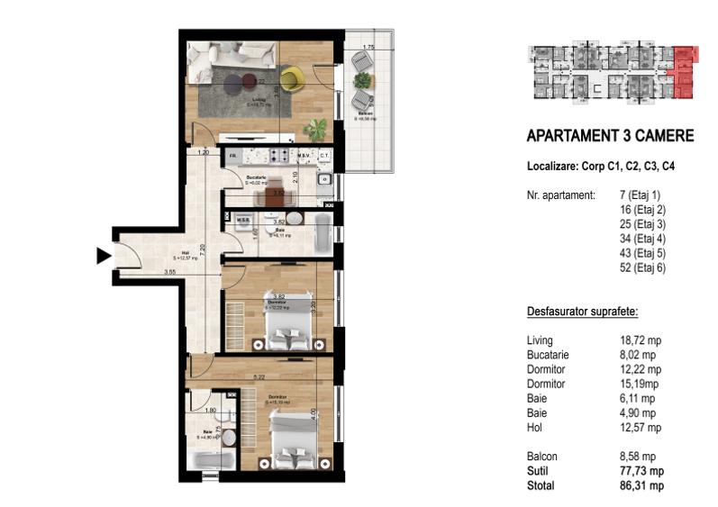 Garsoniera - 2 camere - 3 camere - rate dezvoltator - 5