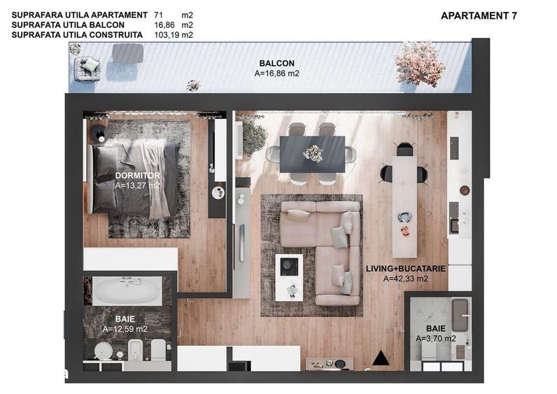 Apartament cu 2 camere în Central