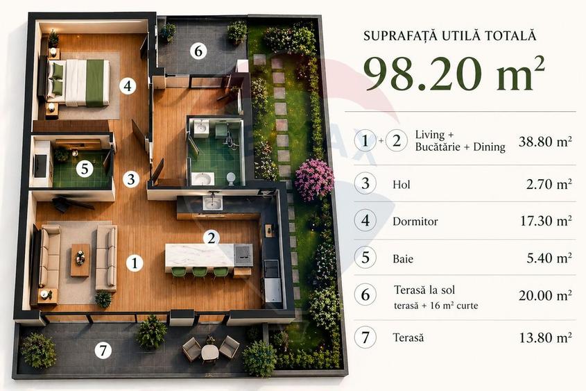 Apartament parter cu 2 camere, curte proprie in inima padurii - Sinaia - 3