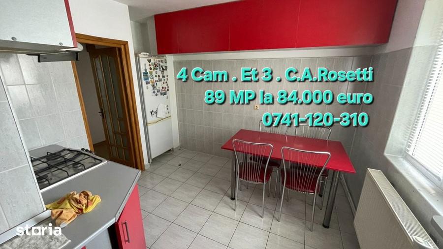 4 camere , etaj 3 ,C.A.Rosetti - 8