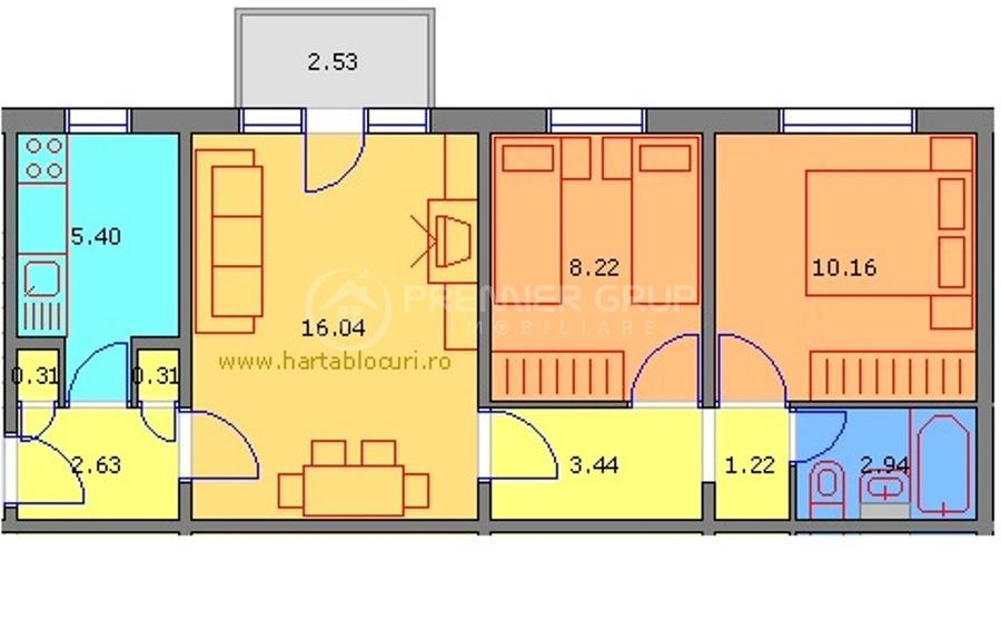 Apartament 3 camere, Mircea cel Batran, 55mp + boxă - 11