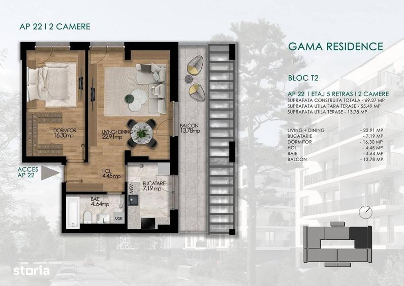Apartament cu 2 camere decomandat în Olteniței