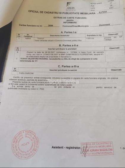 Domnesti, intravilan, 1000 mp