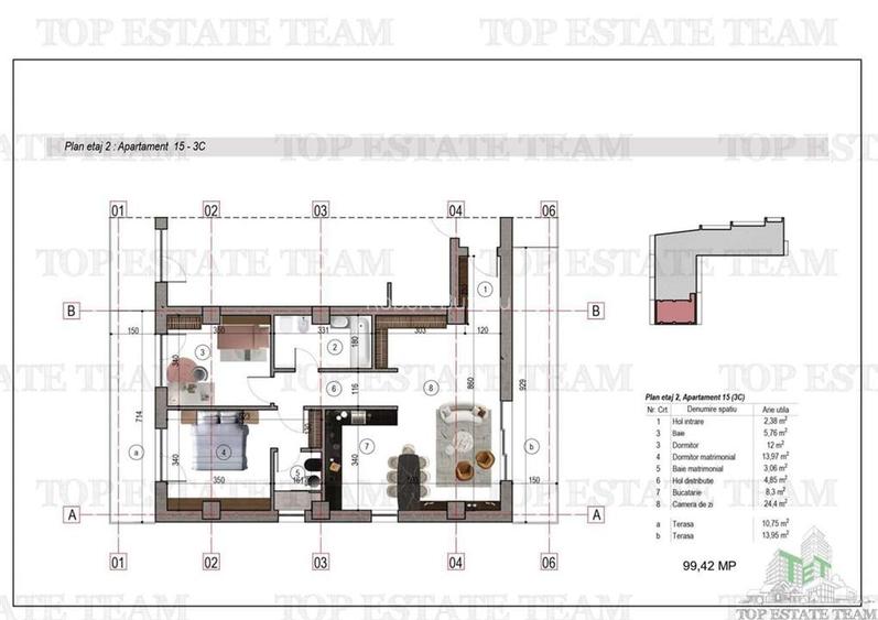 Apartament 3 camere 2 terase bloc nou metrou 1 Decembrie 1918 Apartament 3 camere 2 terase bloc nou metrou 1 Decembrie 1918