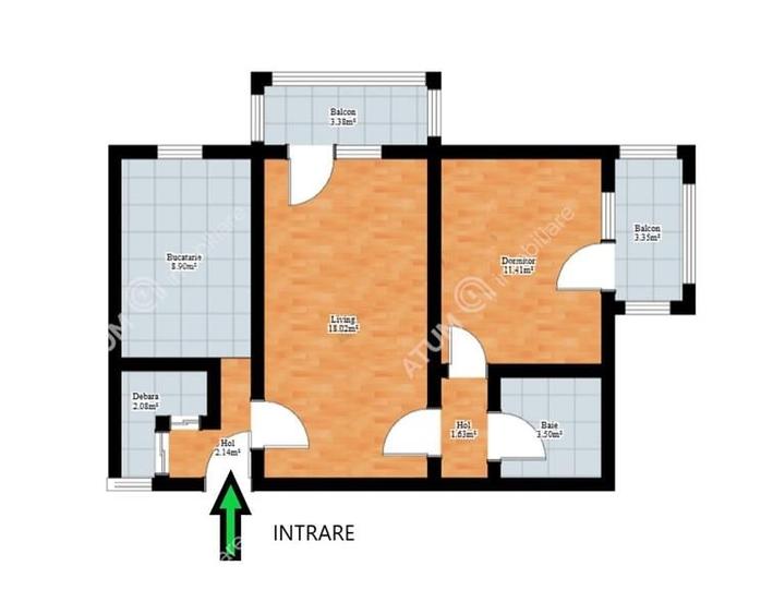 Apartament cu 2 camere 2 balcoane in zona Turnisor din Sibiu - 7