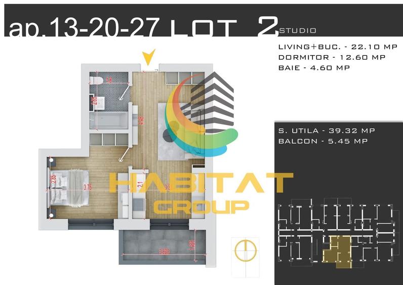 Pallady 2 camere tip studio 45 mp + loc parcare gratuit - 2