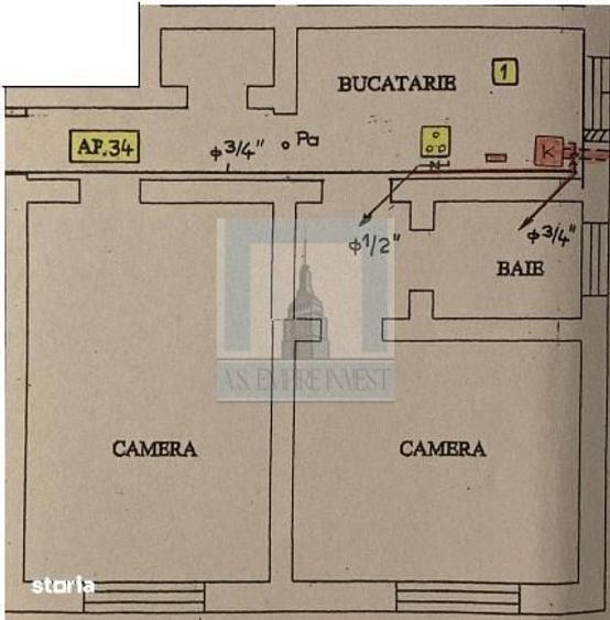 Apartament cu 2 camere semidecomandat în Astra