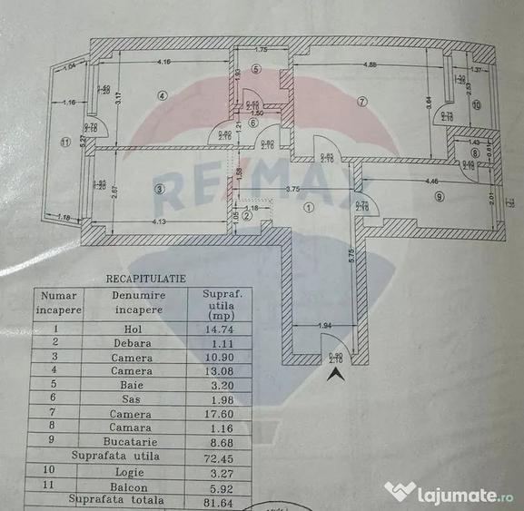 Apartament cu 3 camere decomandat în Fundeni
