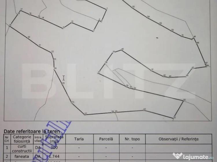 Teren 22.267 mp (intravilan + extravilan) cu construc?ie, T - 4