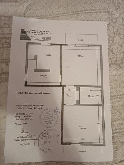 Apartament cu 2 camere semidecomandat în Central