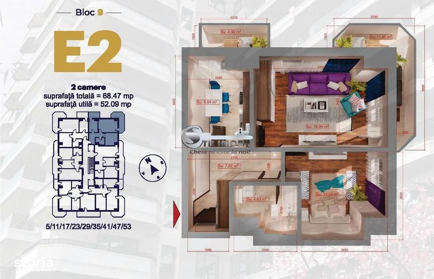 Apartament cu 2 camere în Albești
