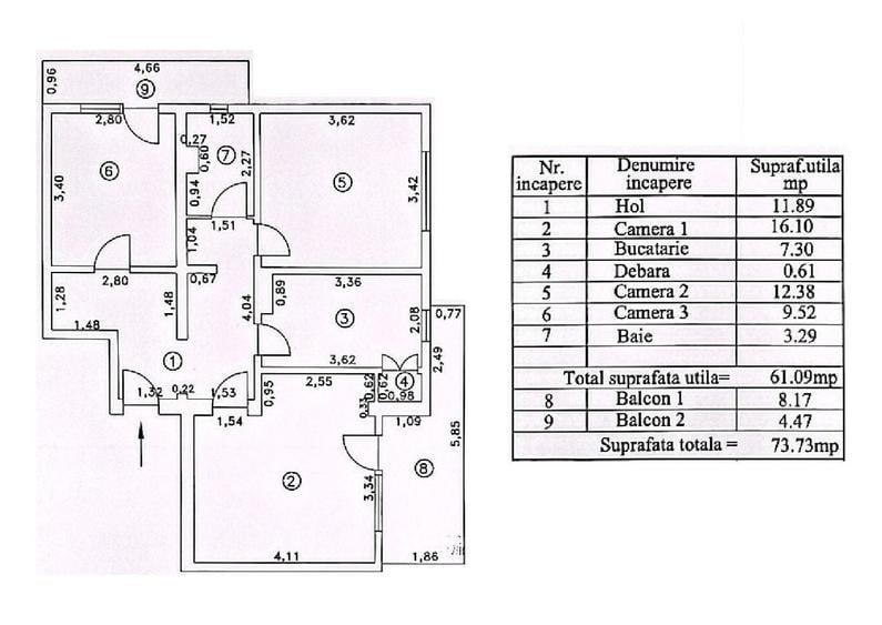 Apartament cu 3 camere în Micro 18