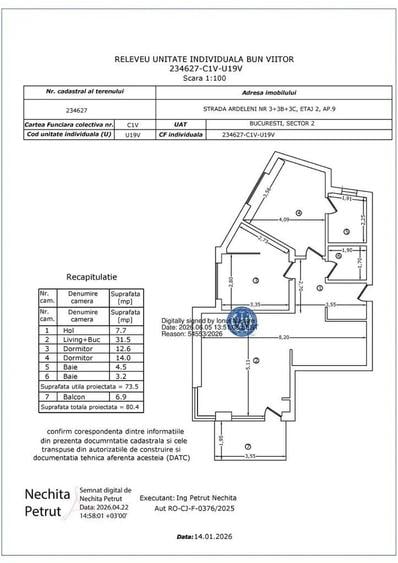 Apartament cu 3 camere în Moșilor