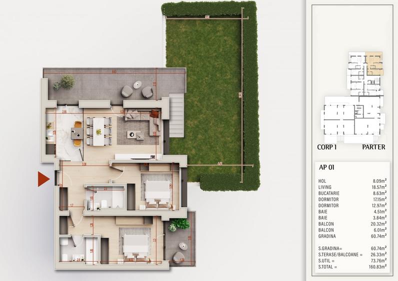 Apartament cu 3 camere decomandat în Theodor Pallady
