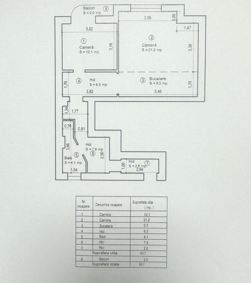 Apartament cu 2 camere decomandat, mobilat în Ultracentral