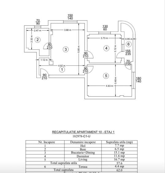 Apartament cu 2 camere în Bucium