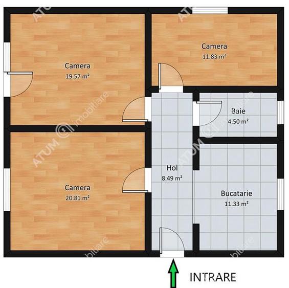 Apartament cu 3 camere decomandat, mobilat în Aeroport