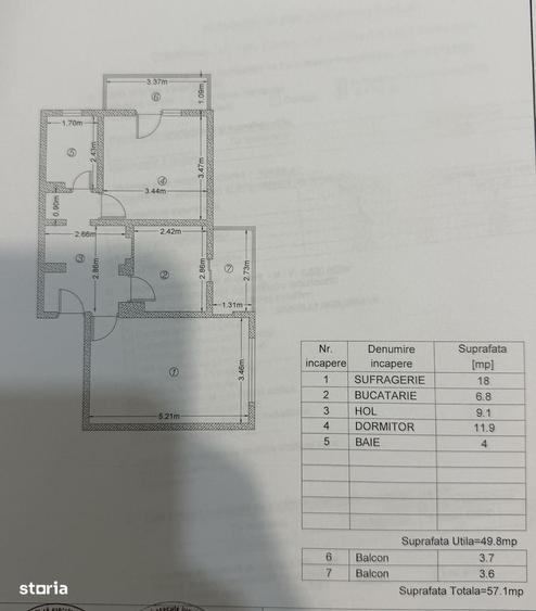 Apartament cu 2 camere decomandat în Central