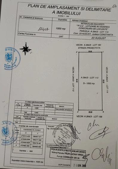 Teren de 1000 mp, în 23 August