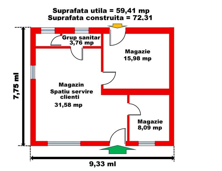 Spațiu comercial, de 54 mp, în Central