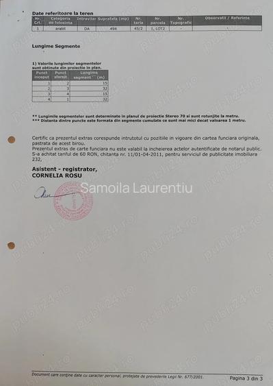 Vand teren pentru casa, oras Lehliu-Gara, jud. Calarasi, 494mp. Pret 20000 euro (40euro mp)
