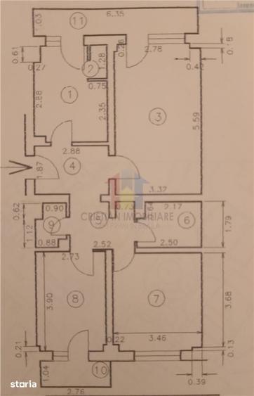 Apartament cu 3 camere decomandat în Călărași