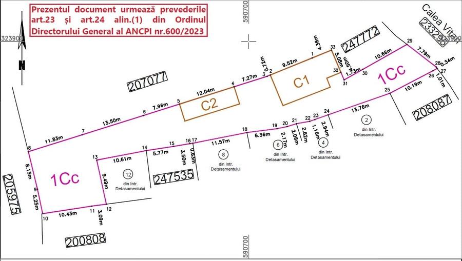 Teren Construcții intravilan de 833 mp, în Vitan