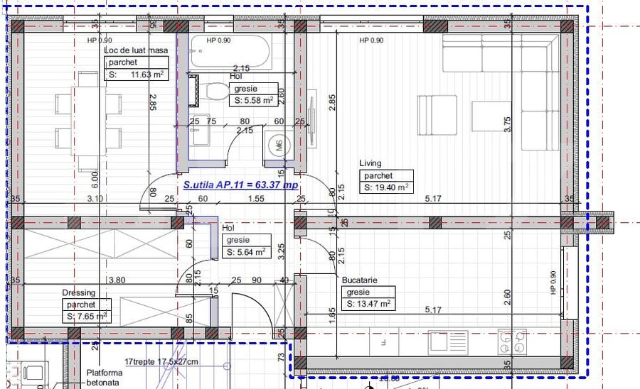 Apartament cu 2 camere decomandat în Giroc