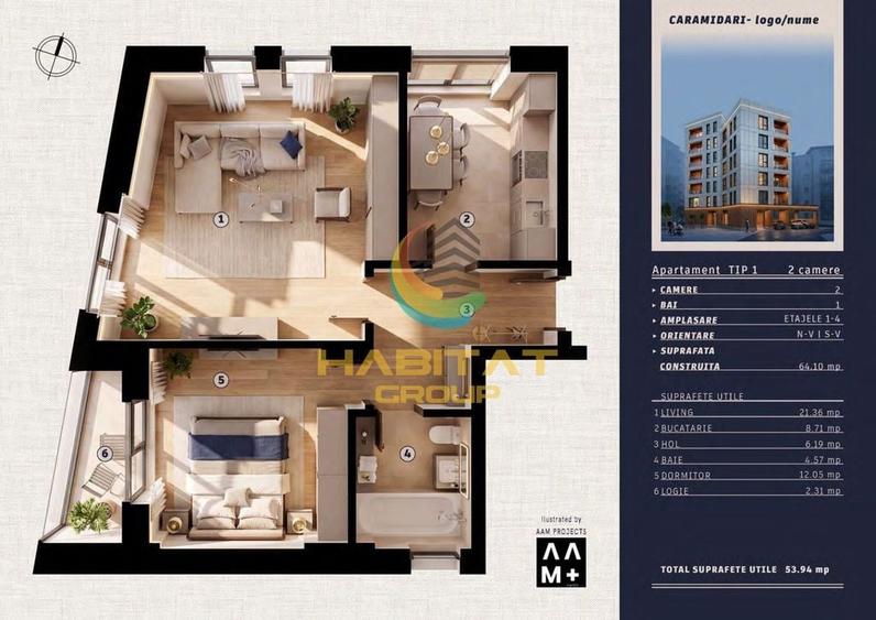 Apartament cu 3 camere semidecomandat în Tineretului