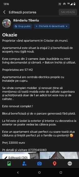 Apartament cu 2 camere decomandat în Central