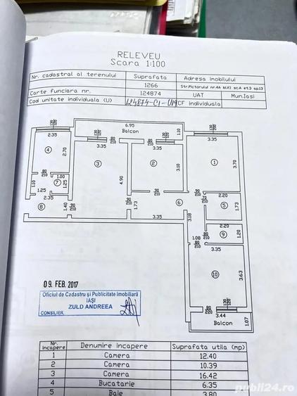 Apartament cu 3 camere decomandat în Central