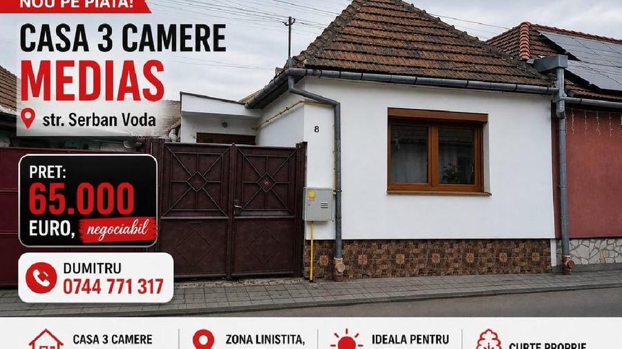 Casă individuală cu 3 camere cu Teren 130 Mp în Central