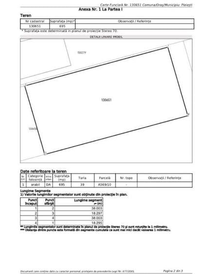 Teren Construcții intravilan de 695 mp, în Sud