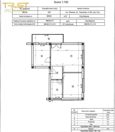 Apartament cu 2 camere semidecomandat în Florești