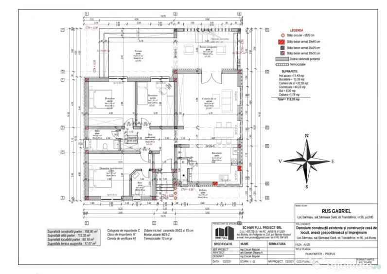 Casă cu 3 camere cu Teren 1354 Mp în Central