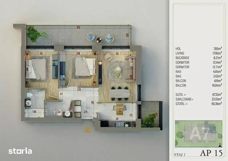 Apartament 3 Camere cu Terasa | Proiect cu Piscina | Izolatie Fonica - 5