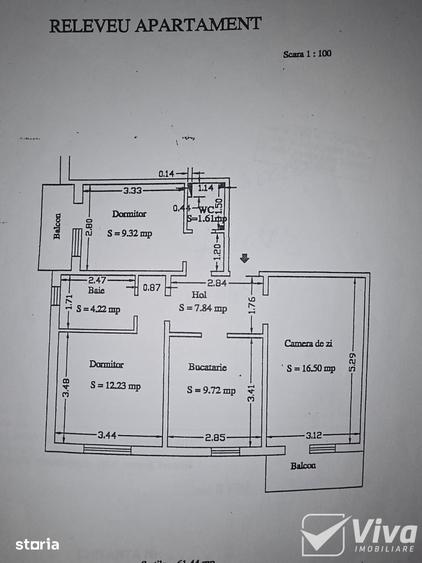 Apartament cu 3 camere decomandat în Moara de Vânt