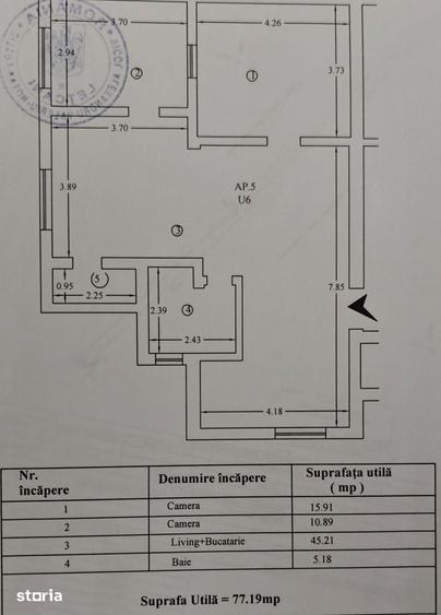 Apartament cu 3 camere în Rediu