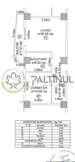 Apartament cu 2 camere decomandat în Central