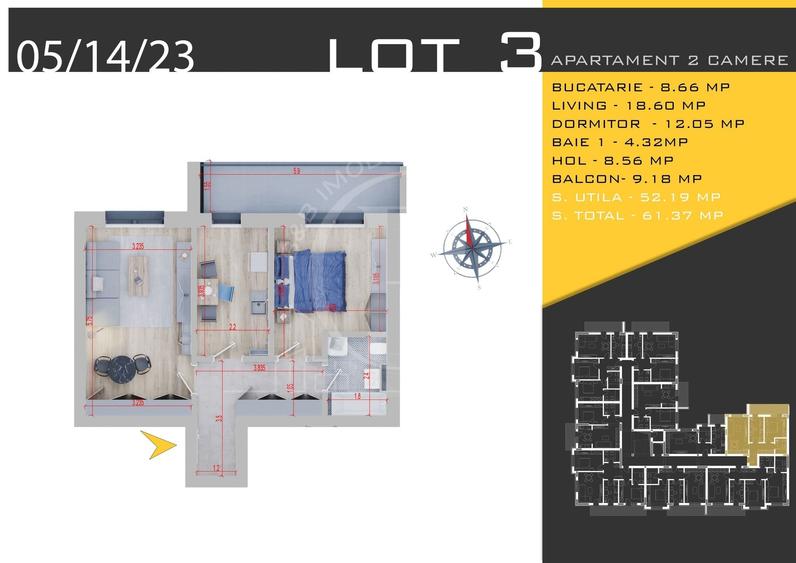 Apartament cu 2 camere decomandat în Theodor Pallady